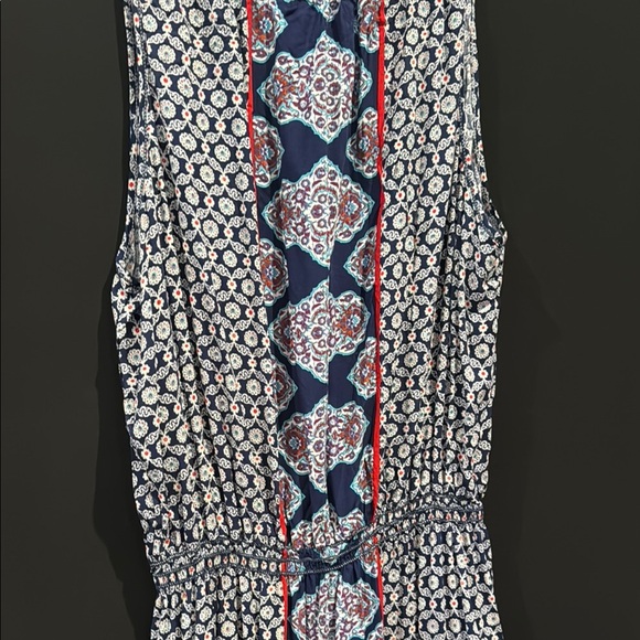 Max Studio Elegant Blue and Red Patterned Dress, Large - Picture 5 of 7